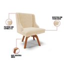 Ver imagem 3 de Cadeira Suede Bege Giratória De Madeira