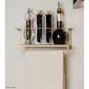 Ver imagem 2 de Toalheiro com Prateleira Cinza de Parede Suporte Porta Toalha Pendurador Decorativa