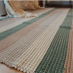 Tapete Artesanal Algodão Listrado Botanique 250 X 250 Verde Marrom - 4
