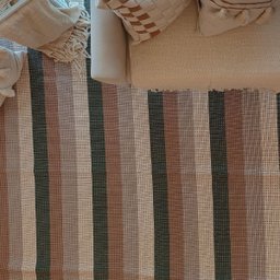 Tapete Artesanal Algodão Listrado Botanique 250 X 250 Verde Marrom - 5