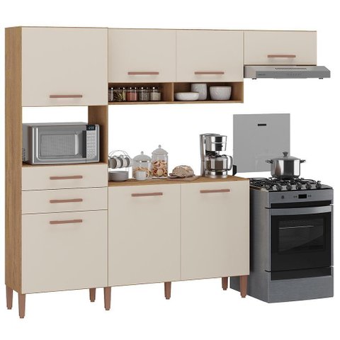 Armario Cozinha Fortaleza com 7 Portas e 2 Gavetas Canelato-off White Canelato-off White