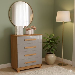 Cômoda Decorativa P/ Quarto 4 Gavetas Design Elegante