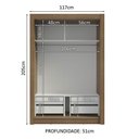 Ver imagem 7 de Guarda-roupa Solteiro 2 Portas de Correr 4 Gavetas Rustic/branco Vivare Plus Madesa Rustic/branco