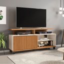 Ver imagem 1 de Rack Topázio para Tv até 52 Polegadas com 5 Rodízios Móveis Naturalle/off-white/ripado