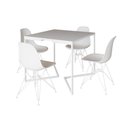Ver imagem 6 de Mesa Industrial Quadrada Jantar Branca 90Cm Base V Com 4 Cadeiras Brancas Ferro Branco Cor: Branco