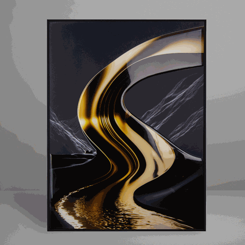 Quadro Decorativo Abstract Golden River Relevo
