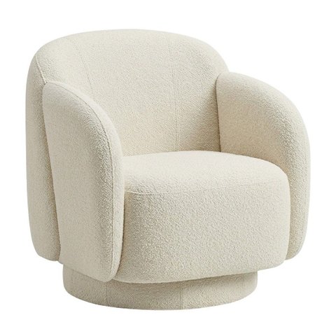 Poltrona Decorativa Avany Base Giratória Bouclé Off White - Nexta Casa