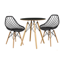 Ver imagem 1 de Conjunto Mesa Redonda Chanfrada Preta Eames 70cm com 2 Cadeiras Preta Kaila Dsw - La Mobilia