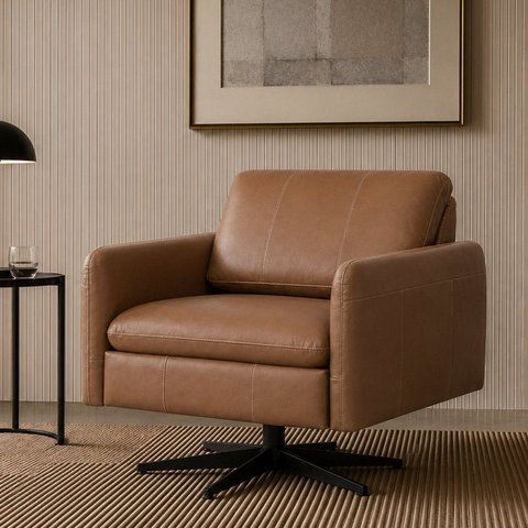 Poltrona Haut Giratória 360° Decorativa Luxo Moderna Confortável Premium Livintus Leather