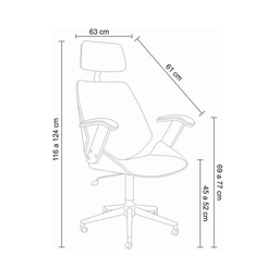 Cadeira de Escritório Ergonômica Giratória Fratini Kopenhagen Presidente Apoio Cabeça Office Branca - 8