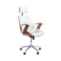 Cadeira de Escritório Ergonômica Giratória Fratini Kopenhagen Presidente Apoio Cabeça Office Branca - 3