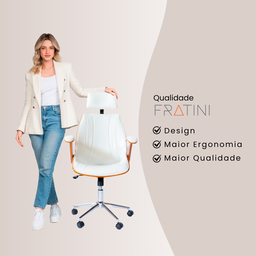 Cadeira de Escritório Ergonômica Giratória Fratini Kopenhagen Presidente Apoio Cabeça Office Branca - 7