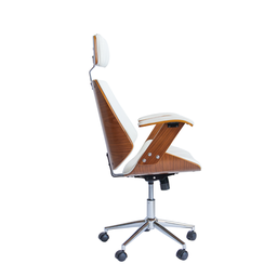 Cadeira de Escritório Ergonômica Giratória Fratini Kopenhagen Presidente Apoio Cabeça Office Branca - 5