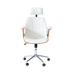 Cadeira de Escritório Ergonômica Giratória Fratini Kopenhagen Presidente Apoio Cabeça Office Branca - 4