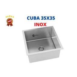Cuba Cozinha Gourmet Inox Com Valvula 35x35cm AJB STORE - 2 Cuba Cozinha Gourmet Inox Com Valvula 35x35cm AJB STORE - 2