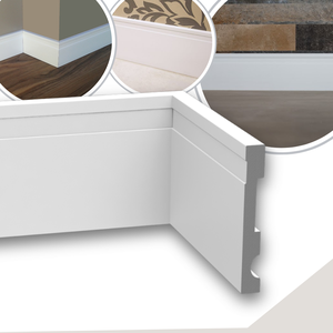 Rodapé Guarnição de Poliestireno 10 Cm Alt Alizar Branco Frisado (13mm X 2,40 Metros)