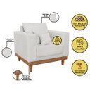 Ver imagem 2 de Poltrona Living Resistente Linho Base Madeira com Almofadas
