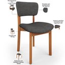 Ver imagem 5 de Mesa para Sala de Jantar Valência com 06 Cadeiras Sala de Jantar Dara L02 Linho Cinza Escuro - Lyam