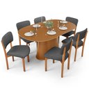 Ver imagem 1 de Mesa para Sala de Jantar Valência com 06 Cadeiras Sala de Jantar Dara L02 Linho Cinza Escuro - Lyam