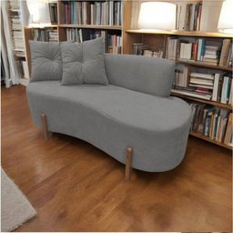 Namoradeira Sofá Feijão Luna Orgânica Suede Cinza - 8