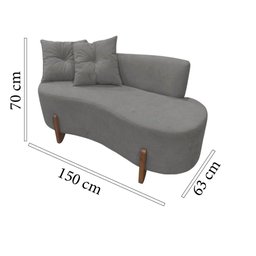 Namoradeira Sofá Feijão Luna Orgânica Suede Cinza - 7