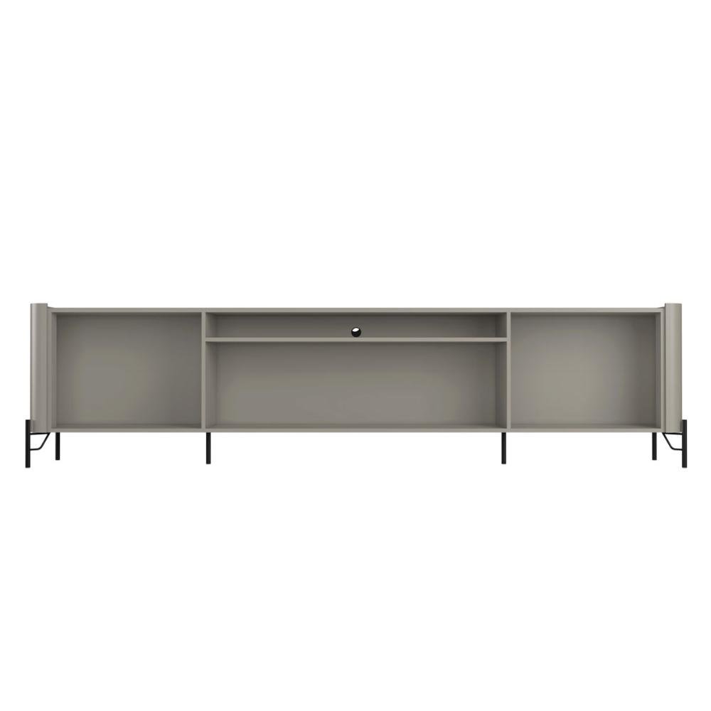 Rack para Tv 260cm com 4 Portas Lisas 100% Mdf Pés em Metal Cor:grigio com Preto - 3