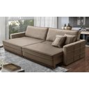 Ver imagem 1 de Sofá sem Caixa Retrátil Reclinável 2,50m Cancún Veludo Cappuccino Mirra Decor