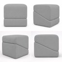 Ver imagem 4 de Kit 2 Puffs Sense Bouclé Premium Assento Extra Decorativo para Sala Quarto Design Moderno Cinza