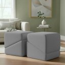 Ver imagem 1 de Kit 2 Puffs Sense Bouclé Premium Assento Extra Decorativo para Sala Quarto Design Moderno Cinza