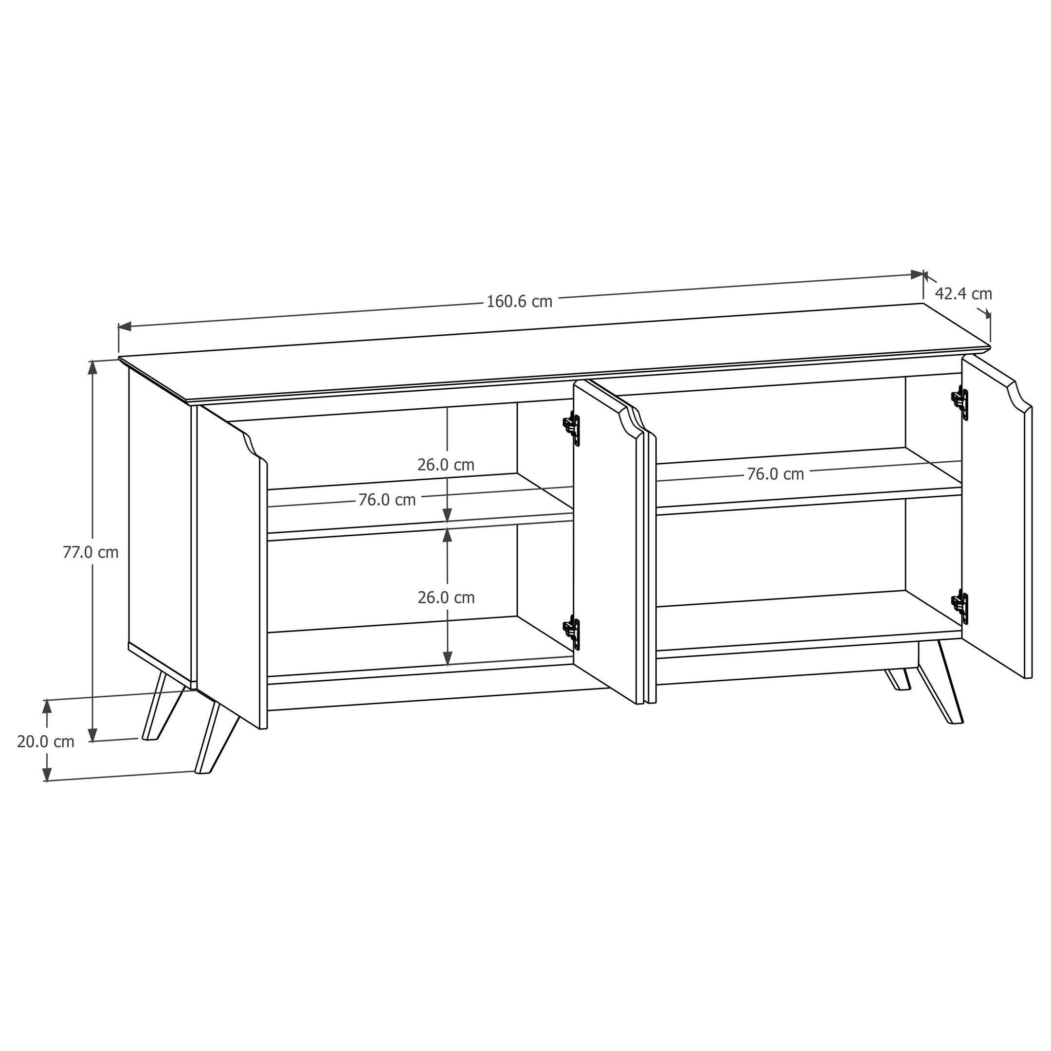 Aparador Balcão / Buffet Orion Wood 4 Portas Off White com Freijó - 4