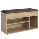 Ver imagem 2 de Sapateira Puff Baú 3 Nichos até 6 Pares Estofado Courvin Marrom
