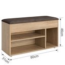Ver imagem 3 de Sapateira Puff Baú 3 Nichos até 6 Pares Estofado Courvin Marrom