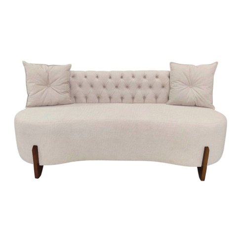 Sofá 2 Lugares Orgânico Curvo Tókio 150cm Couro Bege