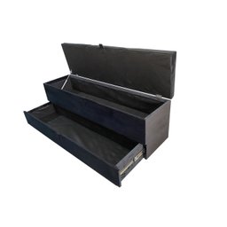 RECAMIER PUFF BAÚ SAPATEIRA COM GAVETA 1,38 CM PARA CAMA BOX PADRÃO - PRETO VELUDO - 3