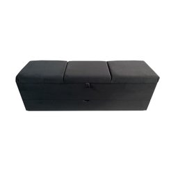 RECAMIER PUFF BAÚ SAPATEIRA COM GAVETA 1,38 CM PARA CAMA BOX PADRÃO - PRETO VELUDO - 4