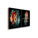 Ver imagem 1 de Kit 2 Quadros Decorativos Leão Pincelado Salmos 50x70cm