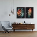Ver imagem 3 de Kit 2 Quadros Decorativos Leão Pincelado Salmos 50x70cm