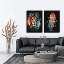 Ver imagem 7 de Kit 2 Quadros Decorativos Leão Pincelado Salmos 50x70cm