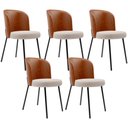 Ver imagem 1 de Kit 5 Cadeiras Sala de Jantar Estofada Gavi L02 Couríssimo Camel Bouclê Creme - Lyam Decor