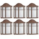 Ver imagem 1 de Kit 6 Arandelas Luminárias de Parede Jardim Marrom Colonial 25cm Lente Fosca de Ville Dital