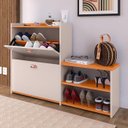 Ver imagem 2 de Sapateira Milano Decorativo Entrada Quarto Sala Calçados Sapatos Tênis no Pix Armário Cor Off/Cinmom