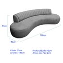 Ver imagem 3 de Divã Recamier Celeste Curvo Sala Estar Luxo 180cm Bouclé