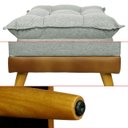 Ver imagem 7 de Puff Banqueta Almofadado Kit 2 Londres Apoio para Pés Corino e Linho Cinza Base de Madeira - Arkell