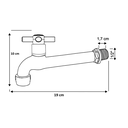 Ver imagem 6 de Torneira Tanque Jardim Cozinha Parede ABS 1058 C-31 ¼ Volta:Prateado