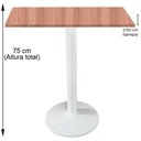 Ver imagem 2 de Mesa Zeta Ferro Branco 75 Cm (alt) Disco Redondo Tampo Mdp Quadrado 60 Cm Larg X 2,50 Cm Alt Noce