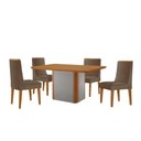 Ver imagem 3 de Sala Jantar Mesa Pietá Tampo Curvo 120cm+4 Cadeiras Dakota Madeira Naturale/off White - Capuccino/