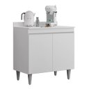 Ver imagem 3 de Balcão Armário Cooktop 80 Cm 2 Portas com Tampo Ellen Branco