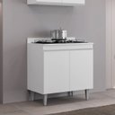 Ver imagem 2 de Balcão Armário Cooktop 80 Cm 2 Portas com Tampo Ellen Branco