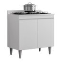 Ver imagem 1 de Balcão Armário Cooktop 80 Cm 2 Portas com Tampo Ellen Branco