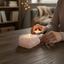 Ver imagem 2 de Porta-Velas em Pedra Natural Quartzo Rosa Bruto